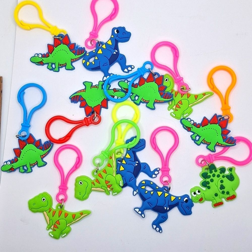 Silicone Dinosaur keychains bag charms party favor for kids' sensory tags